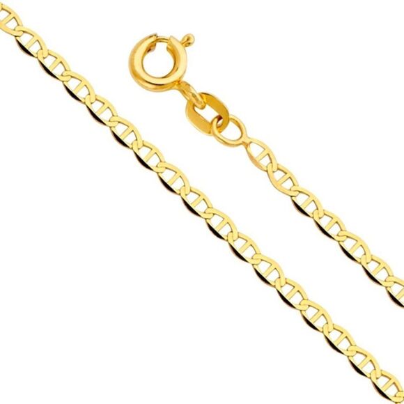 14k Real Gold 1.4mm Flat Mariner Chain necklace16” |Italian chain | Italian Gold - Picture 2 of 9
